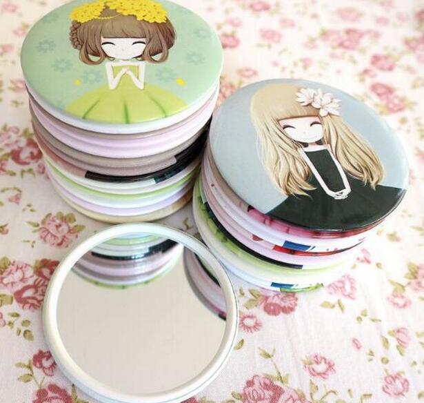 2pcs/lot Girl mini pocket makeup mirror cosmetic compact mirrors espelho de maquiagem espejos de bolsillo
