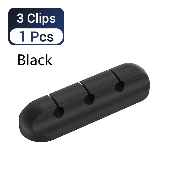 Silicone Cable Organizer Management Wire Holder USB Cable Winder Clips For Mouse Keyboard Earphone Organizador Cables Protector: 3Clips-1pcs