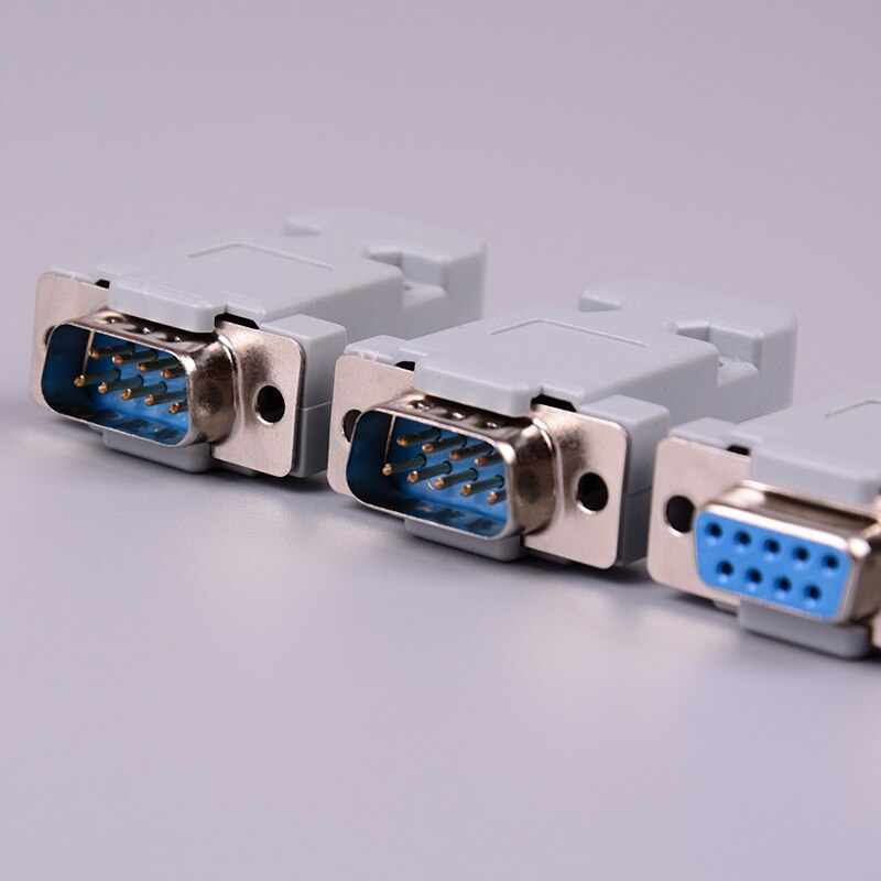 2 conectores de puerto serie RS232 DB9 conector de clavija de plástico con carcasa de Enchufe macho hembra 9 pines adaptador de enchufe COM