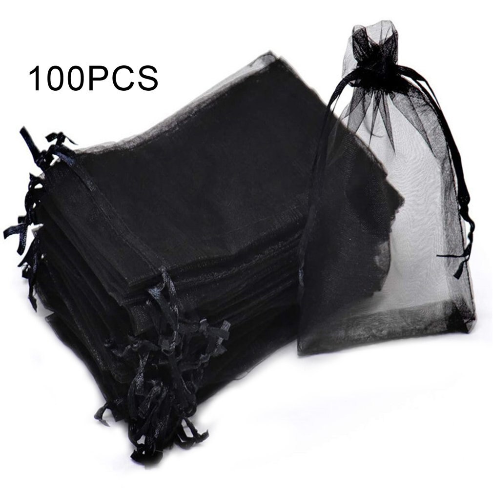 100Pc Organza Bag Jewelry Packaging Candy Wedding Party Goodie Packing Favors Cake Pouches Drawable Bags For Sweets: Rose Gold