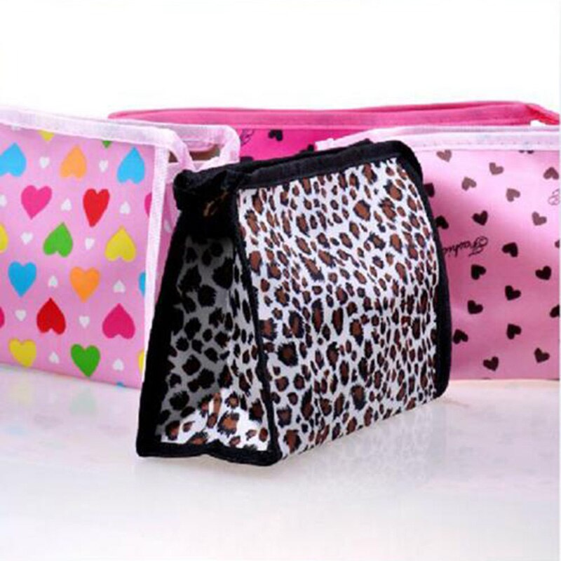 Knoedel Make-Up Tas Luipaard Dot Hart Cosmetische Tas Toevallige Multifunctionele Cosmetische Make-Up Pouch Toilettas Opslag Handtas