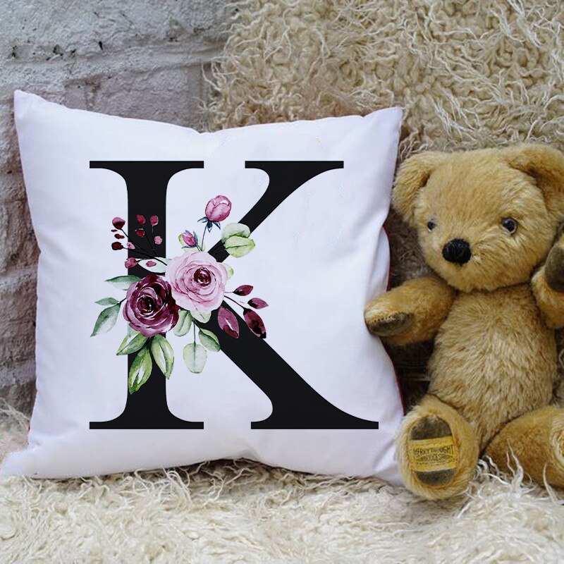 Woondecoratie Kussenhoes Eenvoudige Brief Bloemenprint Sierkussen Case Slaapkamer Woonkamer Decoratie Kussensloop Cojines: Z04009-DCCWH-