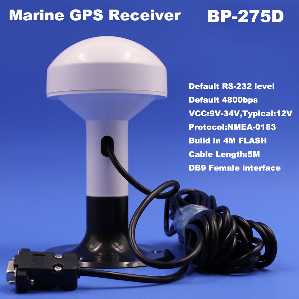 Beitian Marine Gps Ontvanger, Boot Gps Ontvanger Met Antenne, 4800bps, nmea 0183 DB9 Connector Met Schroef Buis, BP-275D