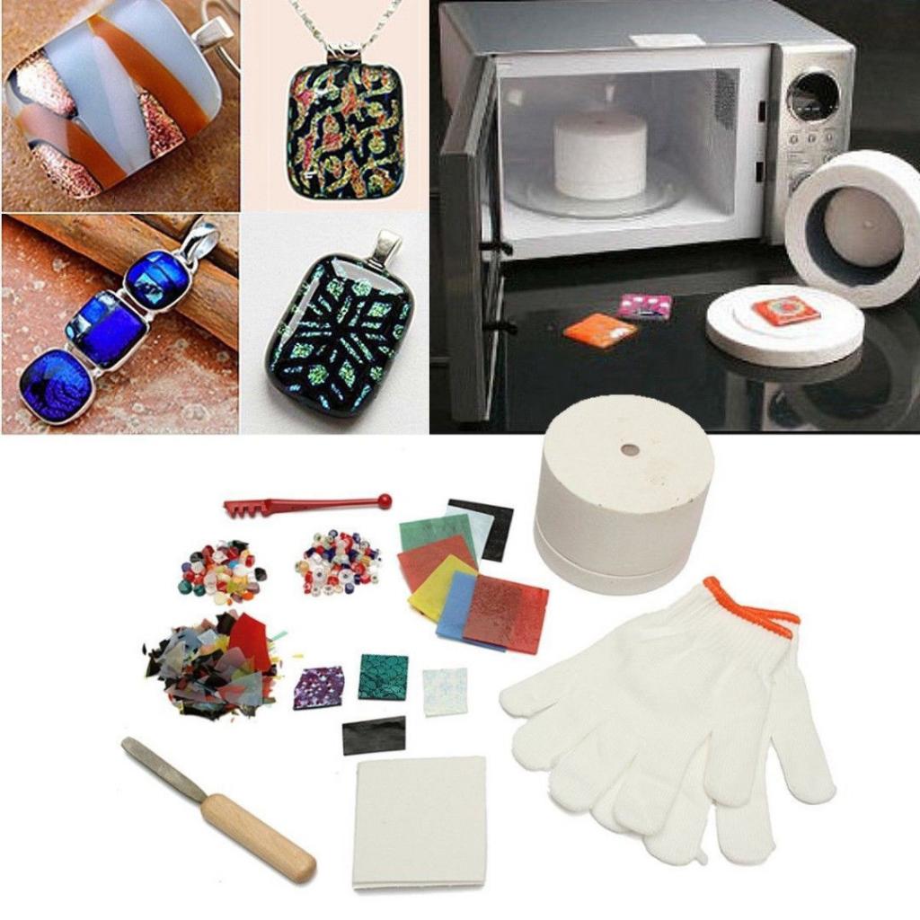 10 stücke Mikrowelle Ofen Bausatz und DIY verschmelzen Glas Schmuck einstellen Machen DIY Schmuck Glas verschmelzen Werkzeuge Mikrowelle Ofen Bausatz