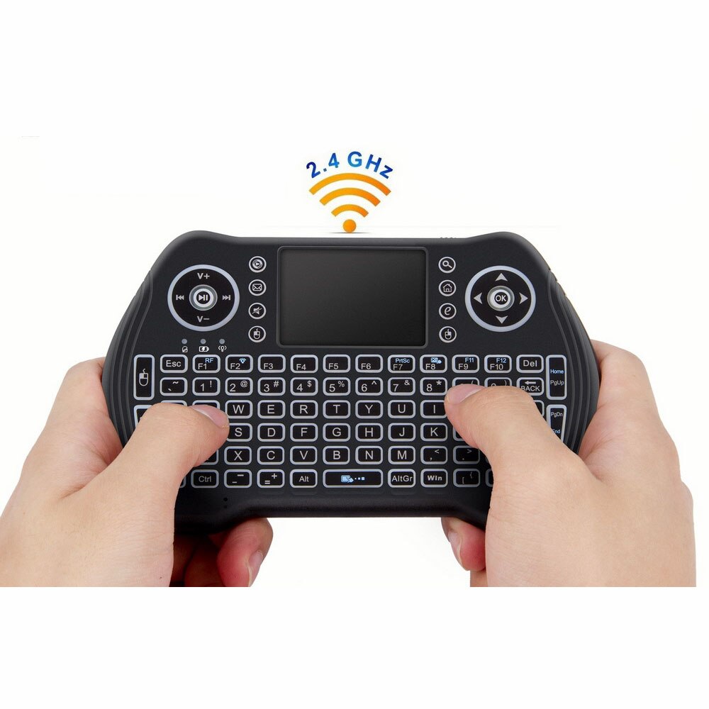 RGB Backlit Keyboard with Touchpad Rechargeable 2.4Ghz Wireless Fly Air Mouse Mini Smart Game Keypad for Computer Android TV Box