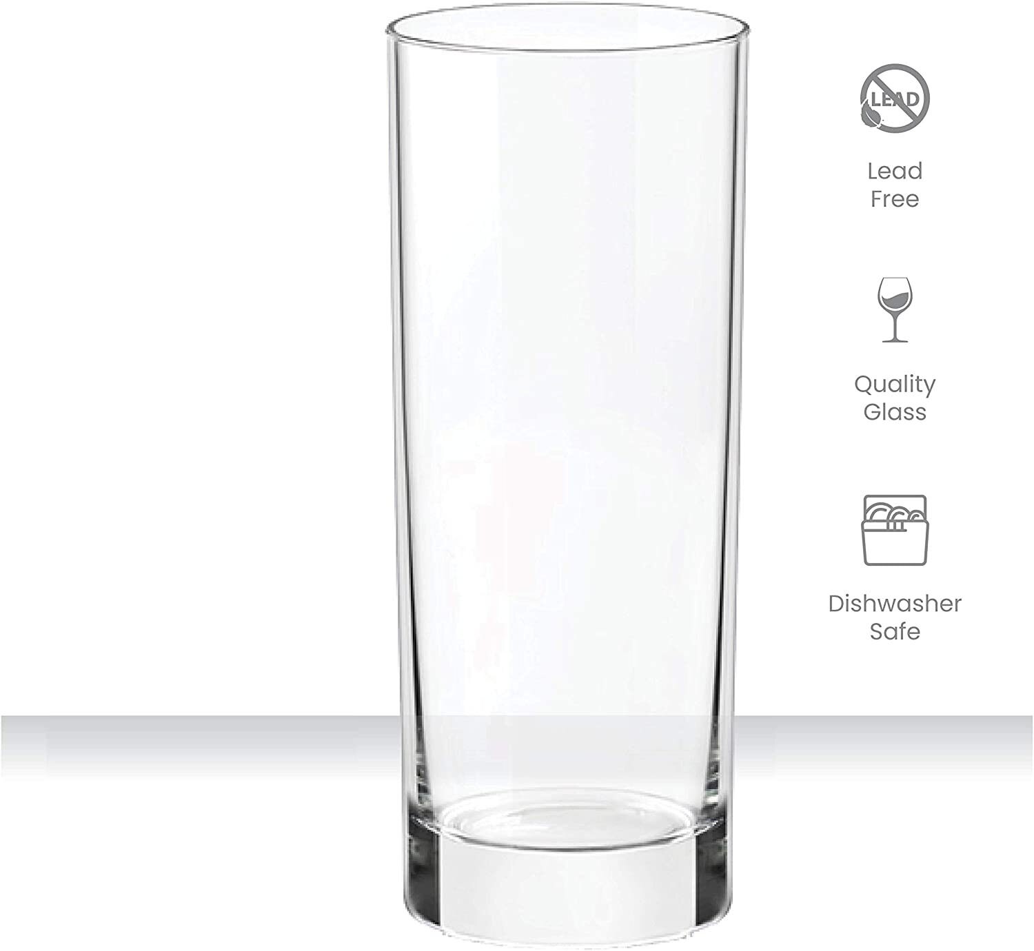 Clear Whiskey Glass Heavy Base Tall Highball Glasses Thick Water Glasses Cups 6pcs Set Modern Drinking Glassware Tumbler Glass