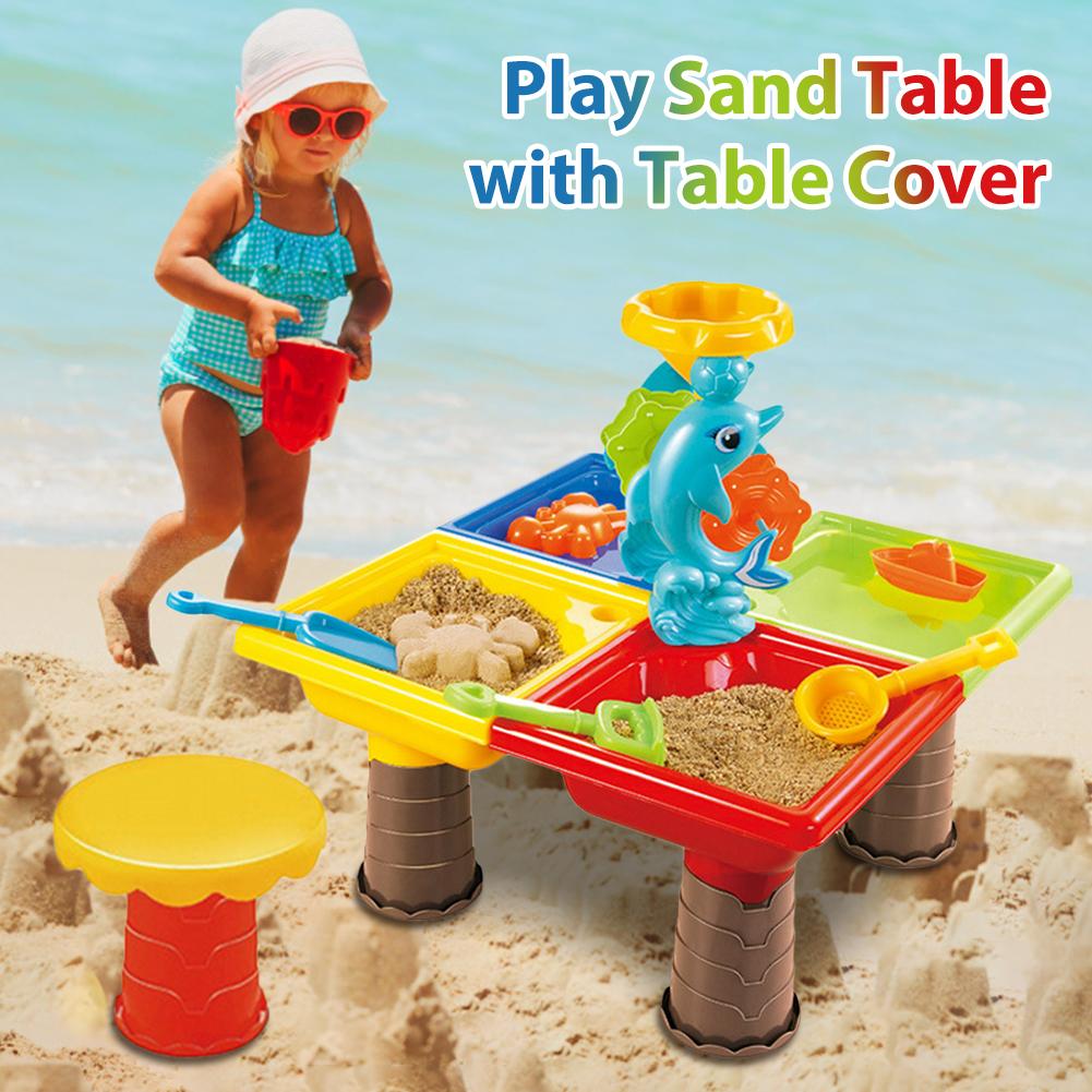 1 Set bambini tavolo da spiaggia sabbia gioco giocattoli Set Baby Water Sand strumenti di dragaggio colore casuale tavolo da spiaggia gioco Sand Pool Set: Default Title