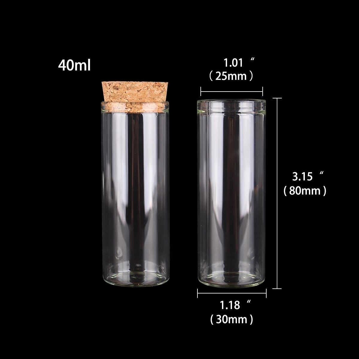 12 pieces/lot 15ml 20ml 25ml 30ml 40ml 45ml 50ml 55ml 60ml Glass Test Tubes With Cork Stopper Wishing Bottles for Art DIY Crafts: Yellow