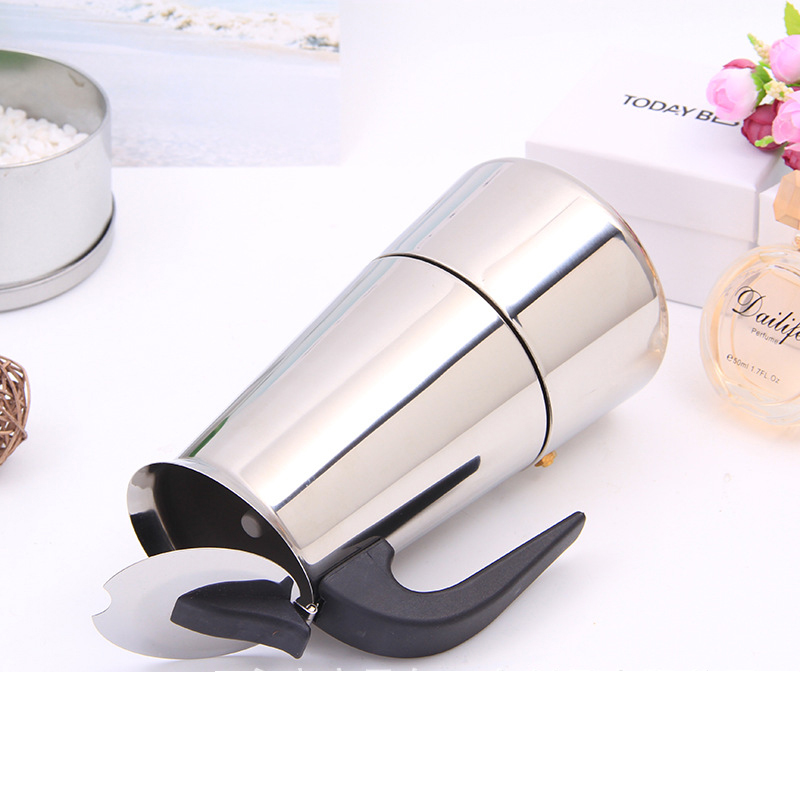 Rustfrit stål moka kaffemaskine gryde mokka espresso latte komfur filter kaffekande 100ml 200ml 300ml 400ml percolator værktøj