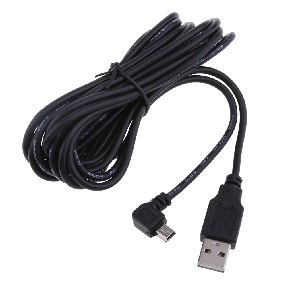 Premium Mini USB Charger Cable 5V 2A 90 Degree Right DVR GPS Charging 3.5m