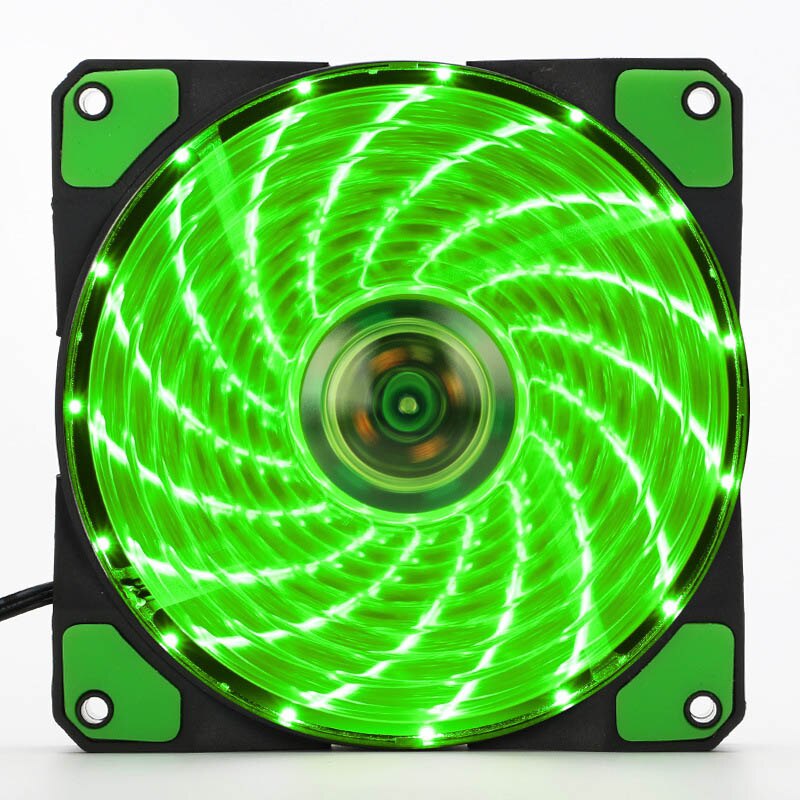 Fläkt kylfläns kylare 120mm st dator 16db ultra tyst 33 lysdioder fodral kylning anti-vibration gummi 12cm fläkt laptop tillbehör: Grön