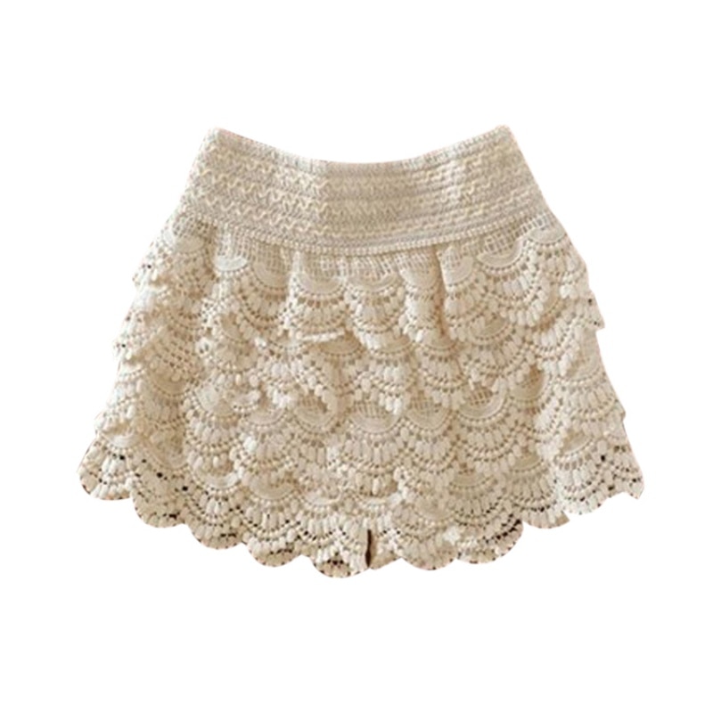 Summer Shorts For Women High Waist Lace Shorts Female Hook Flowers Sheath Shorts