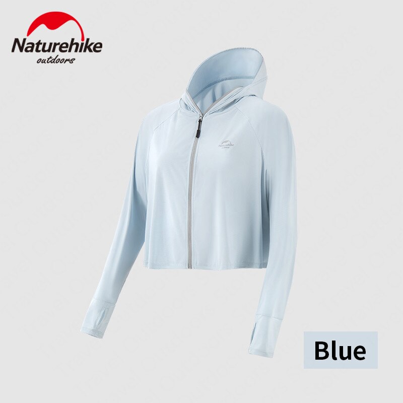 Naturehike-Sudadera con capucha de nailon para hombre y mujer, ropa Anti-UV con salida de pelo, resistente al viento, protector solar: Blue