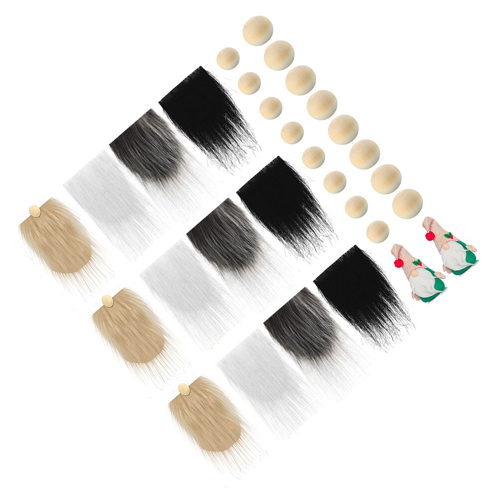 1 set of Pre-Cut Gnome Beard Costume Beard Faux Fur Dwarf Beard with Wood Beads: Default Title