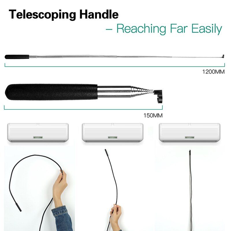 WiFi Endoscope Camera 1200P HD Semi-Rigid Wireless Endoscope 8 LED Adjustable IP68 Waterproof 2.0MP Endoscope Camera