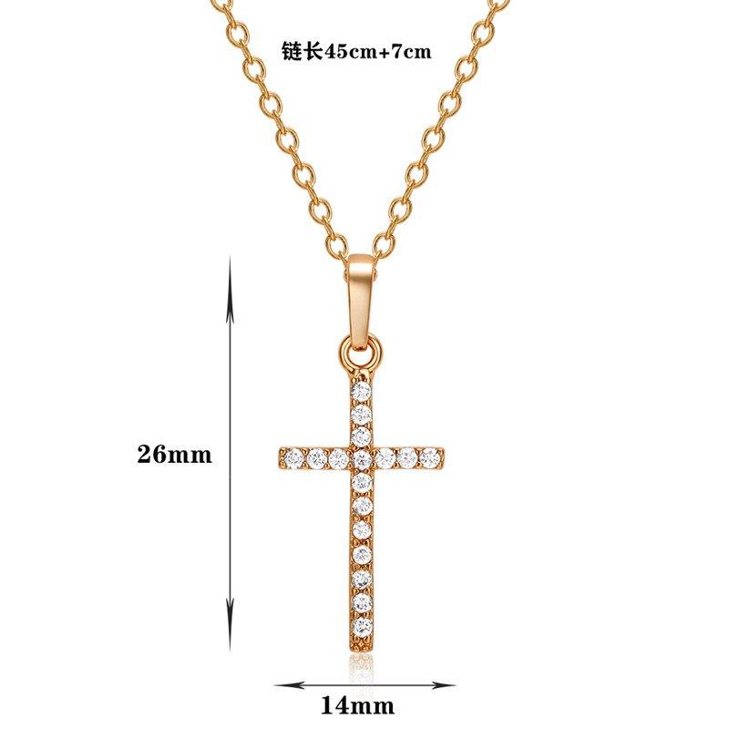 Simple Cross Ketting Goud Zilver Kleur Crystal Jesus Cross Hanger Collier Voor Mannen Vrouwen Paar Sieraden