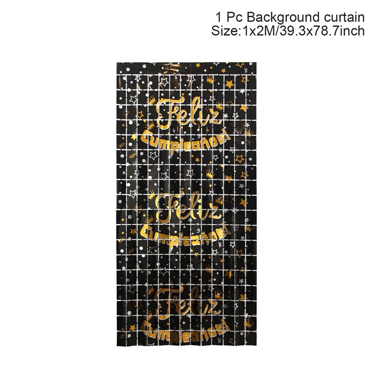 Zwarte Goud Achtergrond Gordijn Sequin Happy Birthday Baby Shower Muur Achtergrond Verjaardag Folie Glitter Gordijn: 8