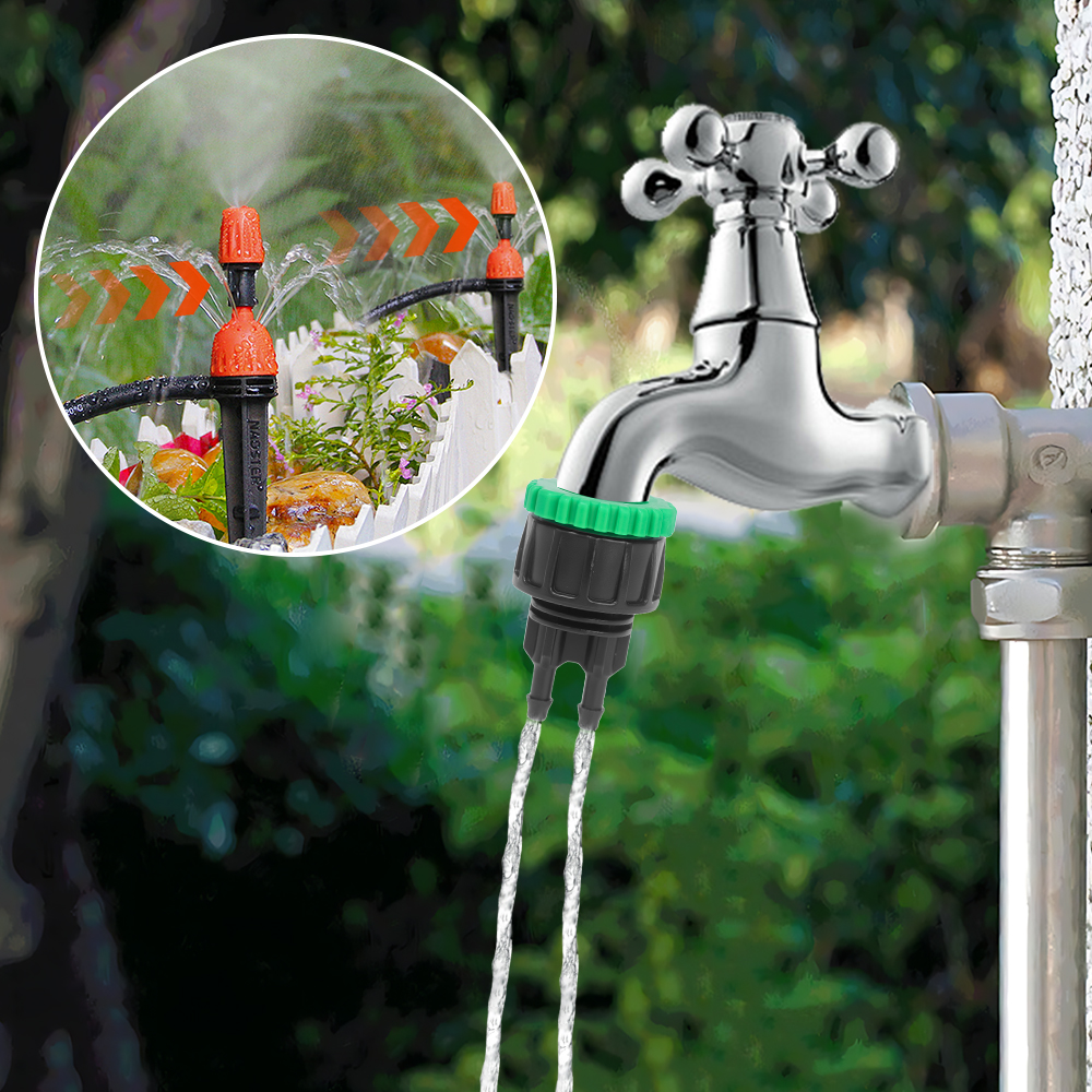 5/1pc kranadaptere 2 -veis splittere dryppvanningsslangekobling til gårdsbruk hagevanning vanningstilbehør plante blomsterbed