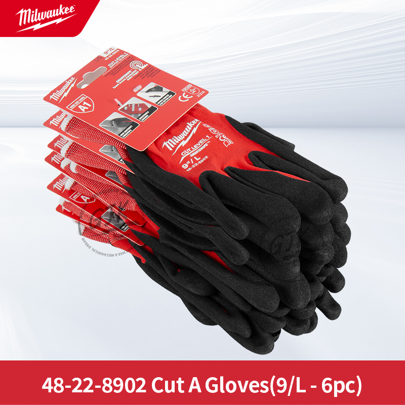 Milwaukee® 48-22-8901 cut level 1 nitril-dyppede handsker, blødt og behageligt for, åndbar handske, rød, m: Lavendel