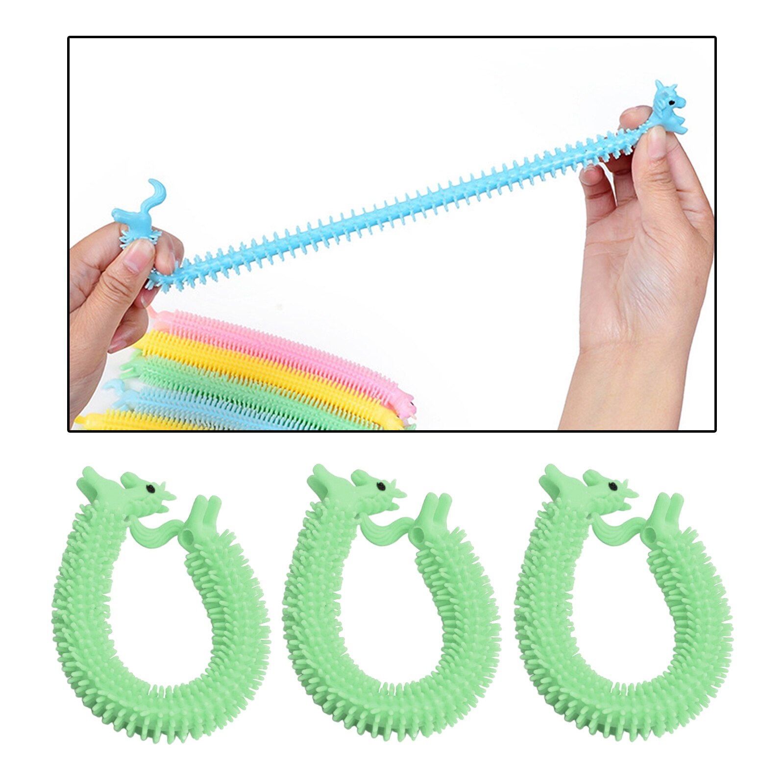 3PCS Sensory Stretch String Colorful Party Favor Toys Educational Traing Stretch Toy for 3 Years Old and Above: Green