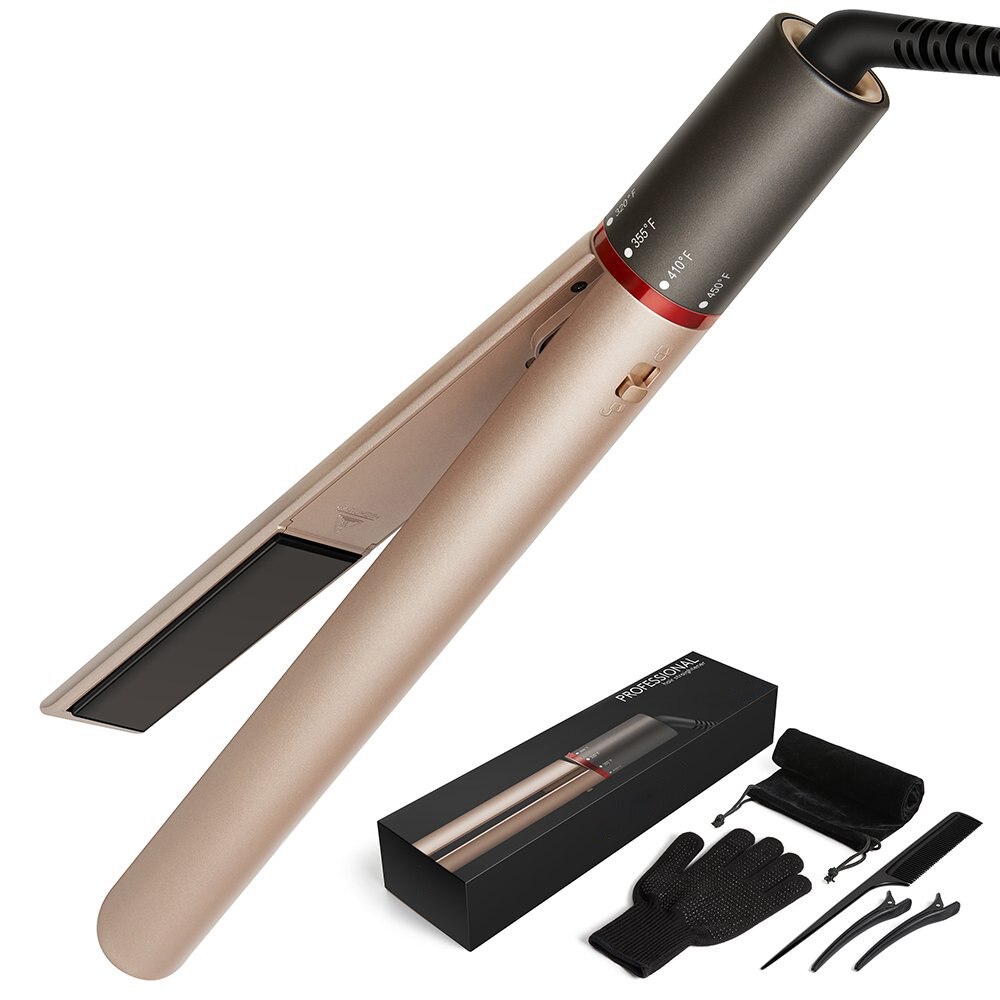 Hair Straightener Flat Iron for Styling 2 in 1 Tourmaline Ceramic Curler All Types Birthday