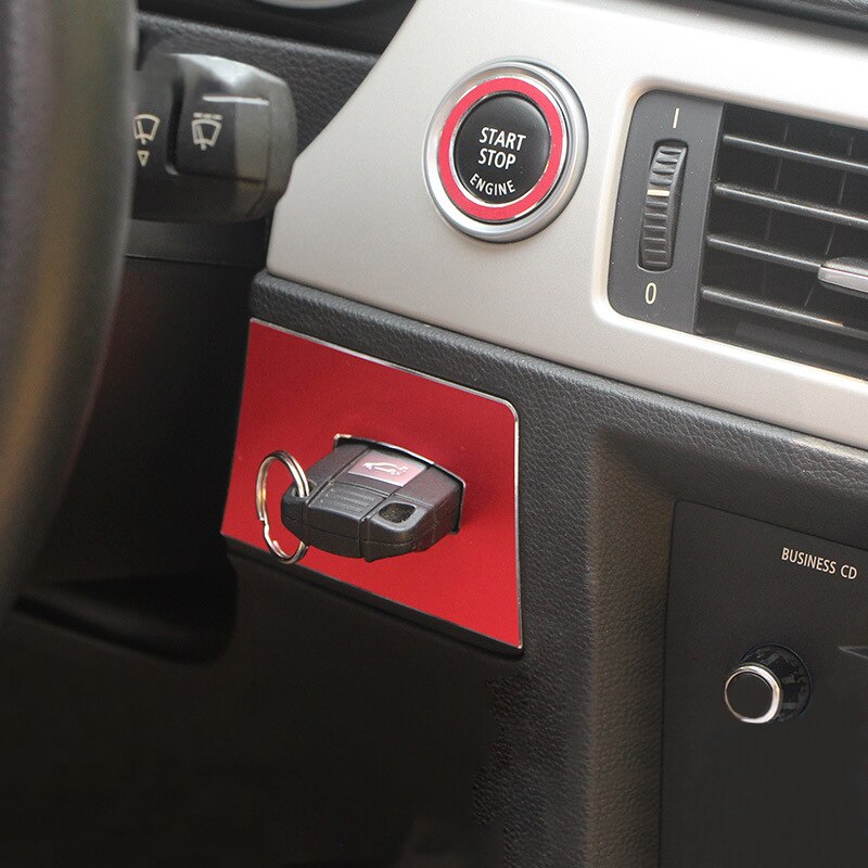 1Pcs Auto Start Stop Motor Push Switch Knoppen Trim Start Knop Cover Case Shell Sleutel Gat Sticker Auto Interieur styling