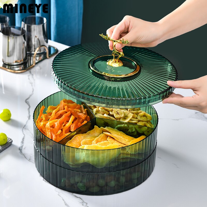 Transparent Candy and Nut Storage Container Luxury Snack Serving Tray with Lid Plastic Dry Fruit Dishes Parties Appetizer Dishes