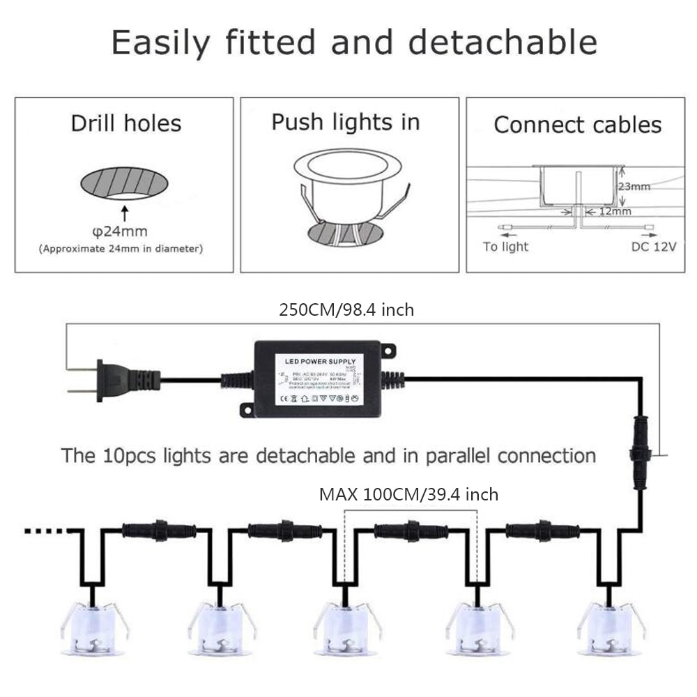 Led dækslys  ip67 vandtæt rustfrit stål forsænket havetrappe underjordisk pærelampe 32mm dæks stolpelys vægspotlight