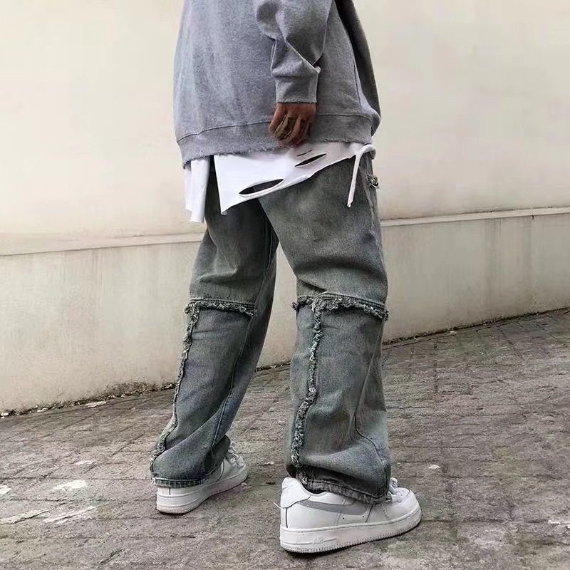 Pantalones vaqueros deshilachados y holgados desgastados para hombres y mujeres, Pantalones rectos de tela vaquera sueltos, pantalones Harajuku de talla grande de Hip Hop
