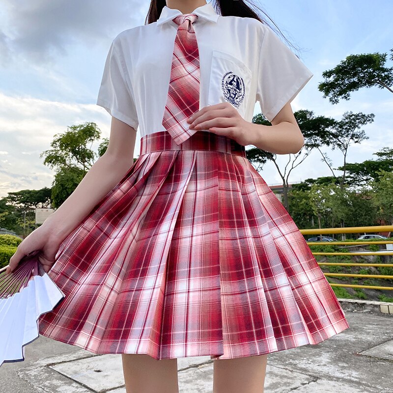 Falda a cuadros para estudiantes, uniforme escolar JK, Falda corta plisada, de cintura alta, para primavera y verano