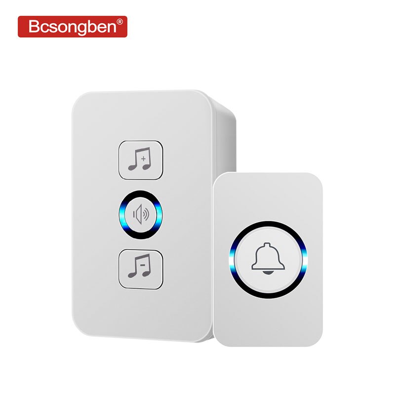 Bcsongben wireless waterproof doorbell 1 button 1 receiver 300M remote control smart home hotel wireless door ring US plug: 1 button 1 receiver / US