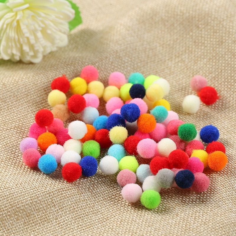 100pcs 10mm Mini Fluffy Soft Pom Poms Pompoms Ball Handmade Kids Toys Wedding Decor DIY Sewing Craft Supplies