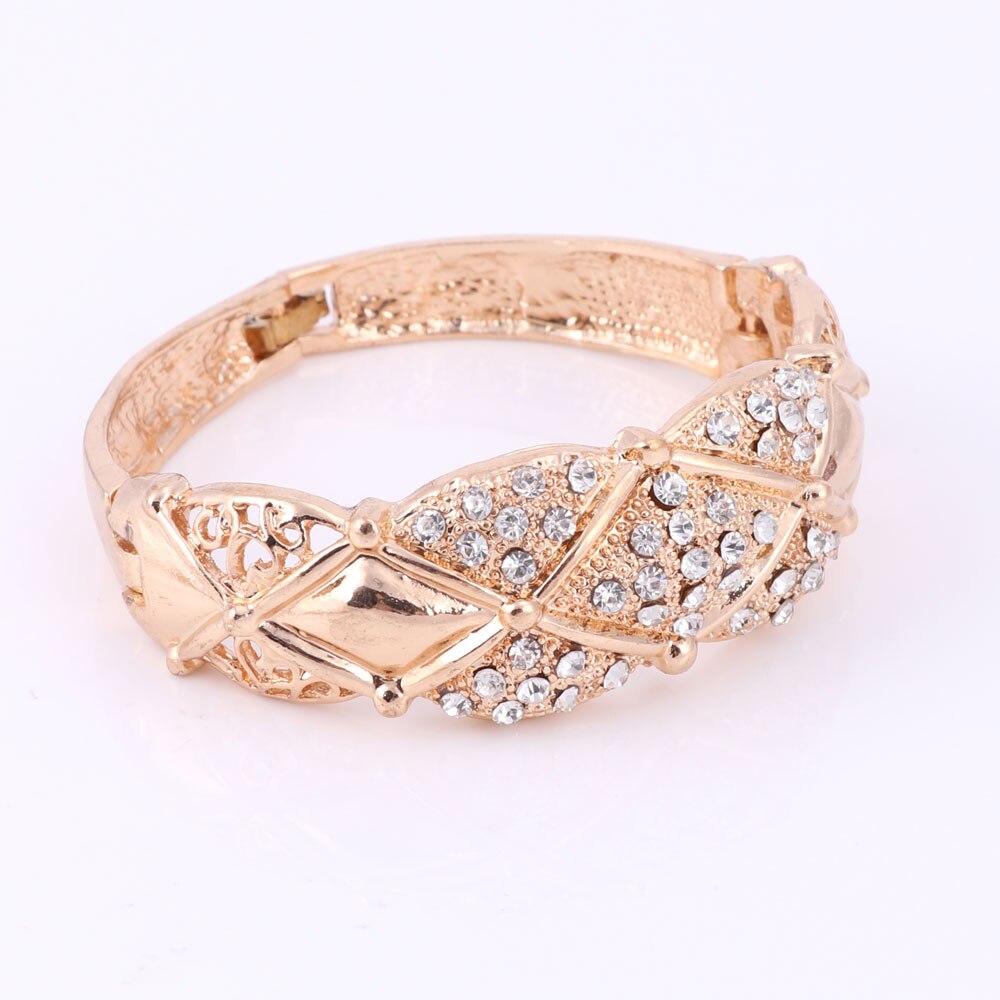 Collier de mariée en cristal boucles d'oreilles Bracelet perles africaines ensembles de bijoux pour les femmes couleur or accessoires de mariage