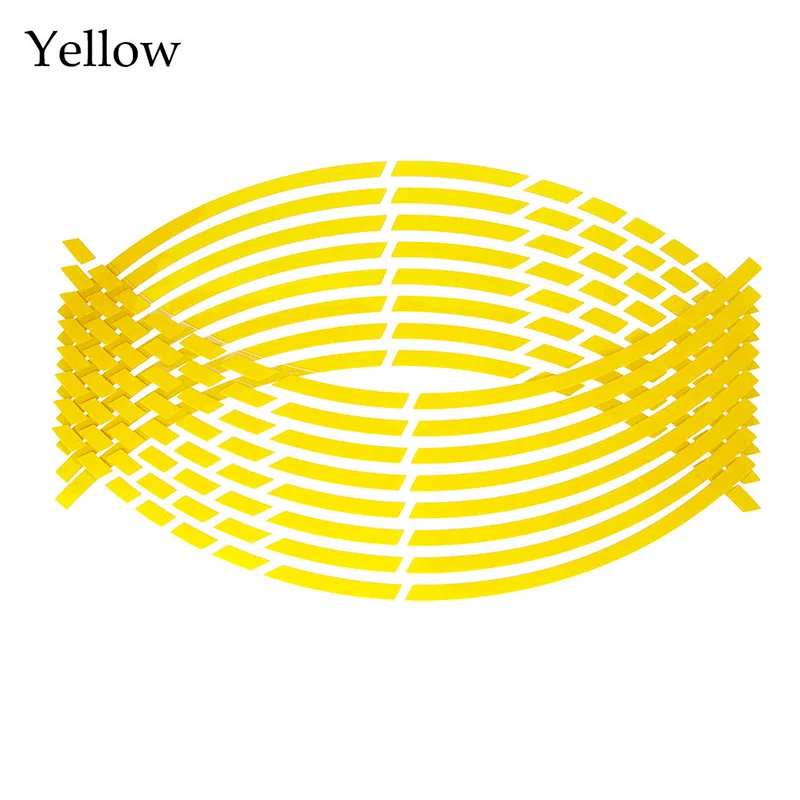 16 pezzi decalcomanie per pneumatici per auto moto strisce di rivestimento adesivo riflettente universale per ruota di bici nastro per cerchioni moto impermeabile 17 "18": YELLOW