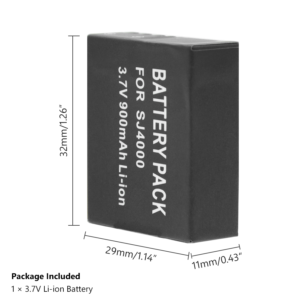 Batería acumuladora de 3,7 V, 900mAh para SJCAM, SJ7000, SJ6000, SJ5000, SJ4000 Air, 4K, cámara para SJCAM, SJ4000, SJ4000, WIFI, SJ4000