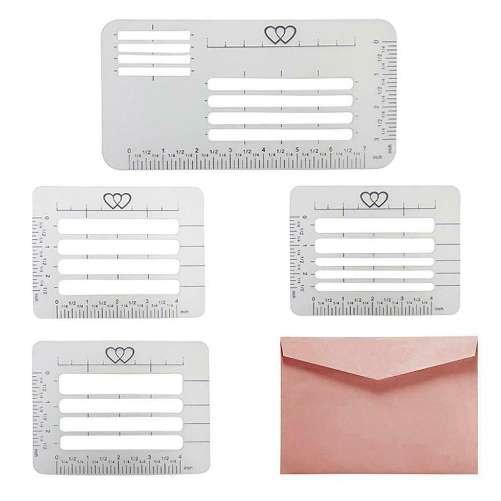 Envelope Template 4 Pcs Invitation Card Guide Stencil Calligraphic Exercise Envelope Template Valentine's Day Mother's Day