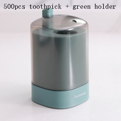 Bamboo toothpicks automatic pressing toothpick box bulk tooth picks hygiene teeth cure cleaning dent disposable toothpicks: holder green