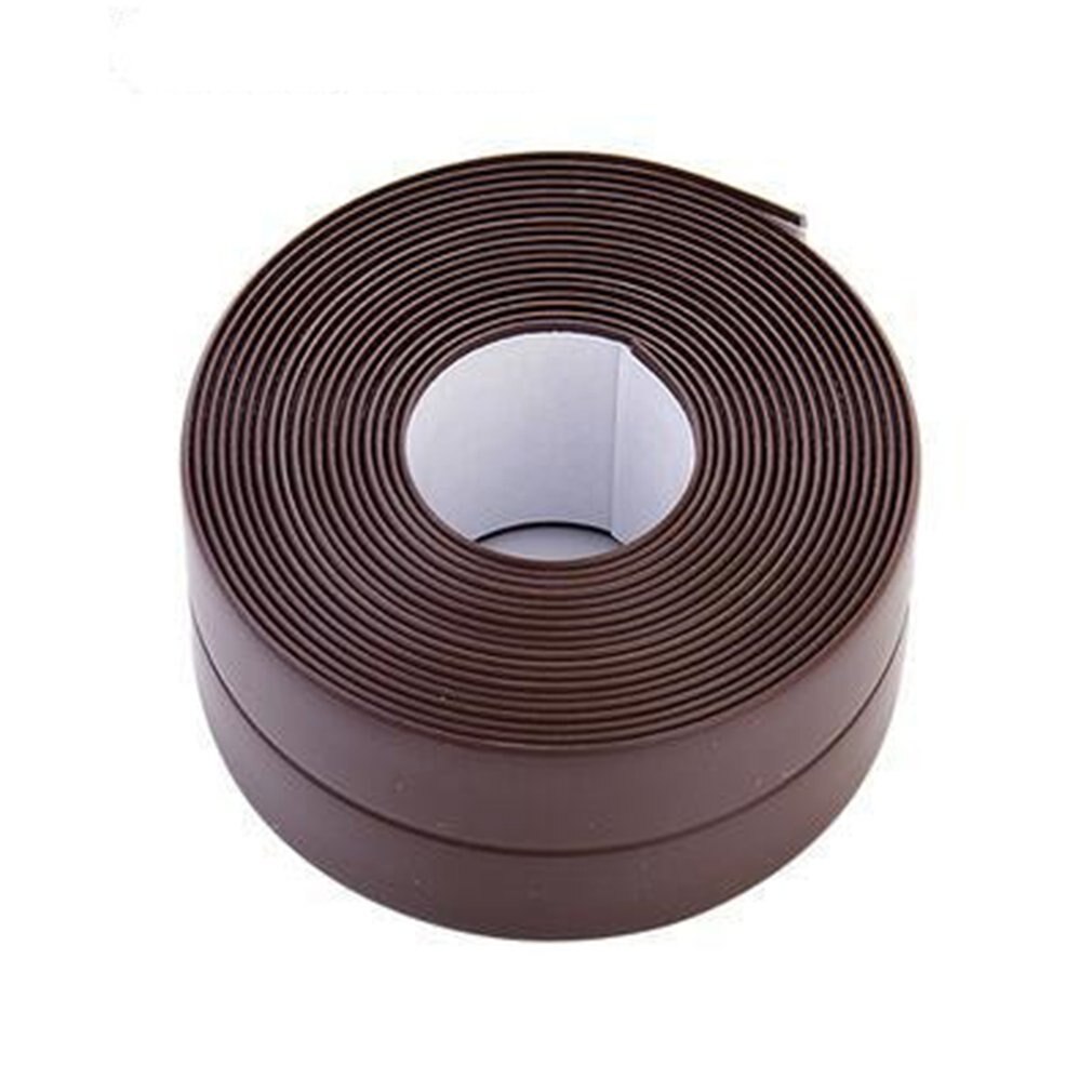Keuken Pvc Waterdicht Meeldauw Proof Tape Lijn Hoek Naden Vocht Bescherming Collision Rubberen Strip Muurstickers: Brown
