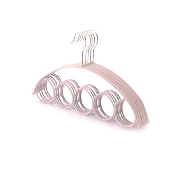 5 håls ringlåshållare förvaringsställ för garderob garderob krok halsduk wraps hängare ringband bälten halsdukar arrangör 1pc: Rosa