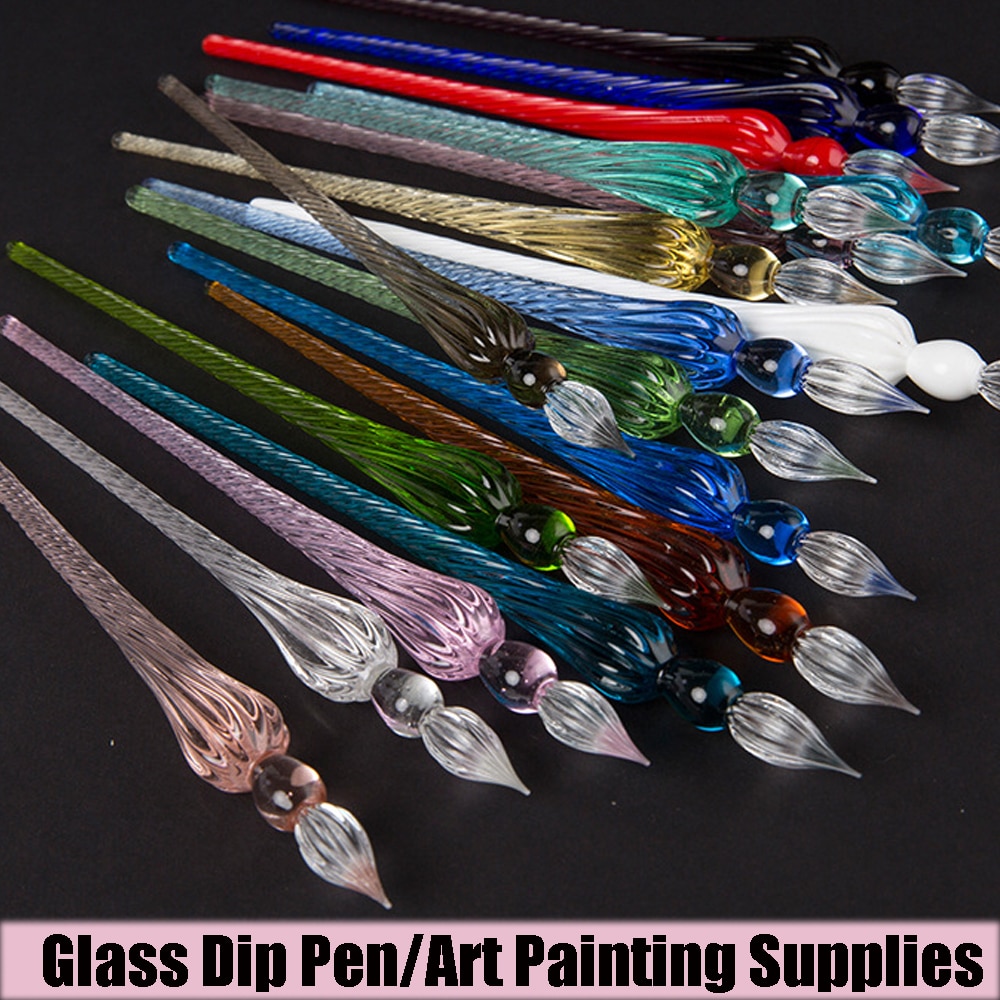 Vintage Glass Dip Dipping Pen Writing Tool Glass Drip Fountain Pen Signature Filling Ink Fountain Pens