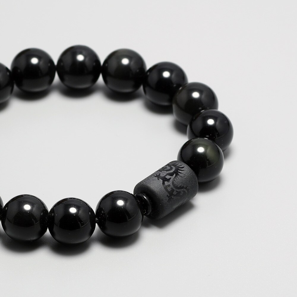 Véritable pierre naturelle noir obsidienne Bracelets pour hommes et femmes Dragon Phoenix Totem graver cristal Feng Shui bijoux