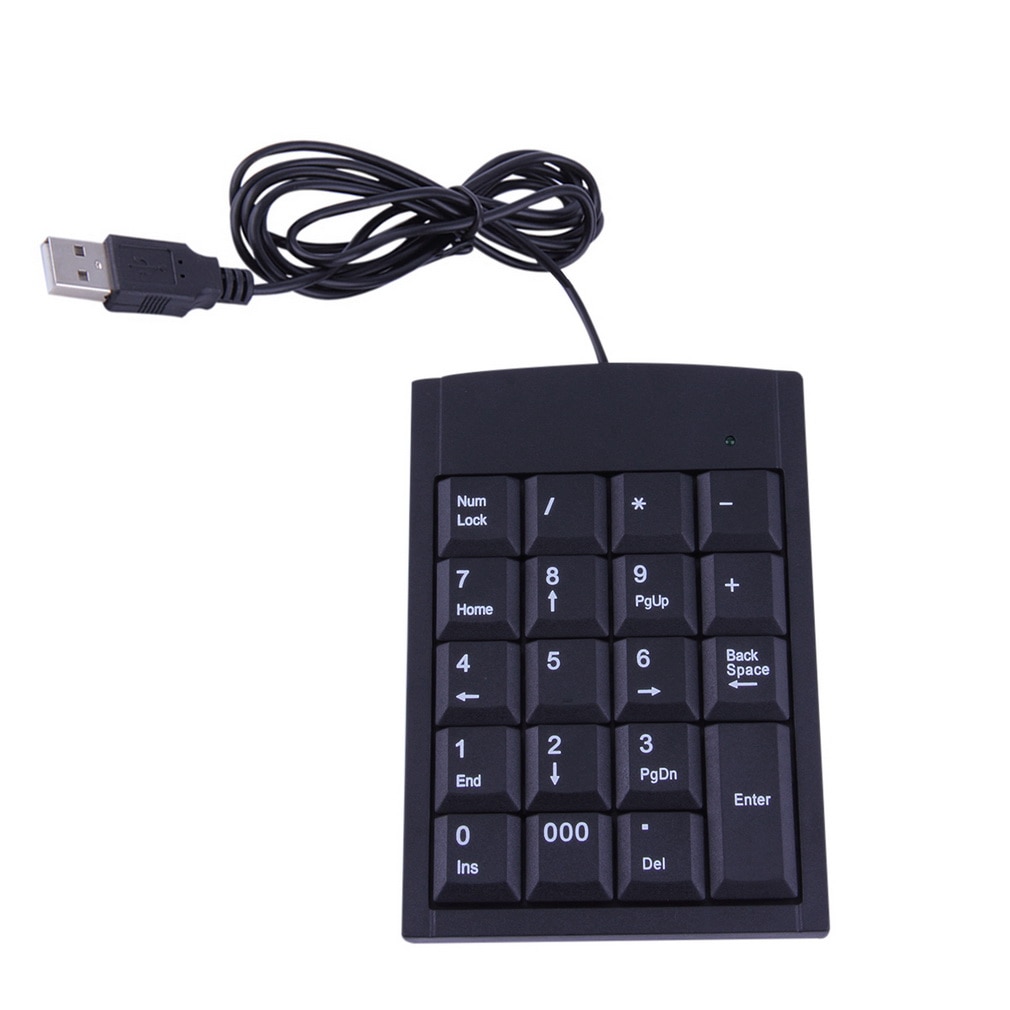 1Pc Mini Usb Bedraad Numeriek Toetsenbord Adapter 19 Toetsen Voor Laptop Pc Black