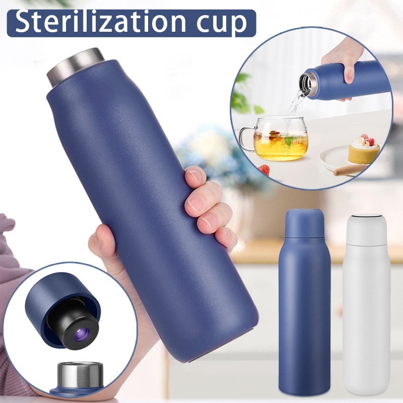 Ny uv selvrensende vandrenser flaske rustfrit stål vakuumisoleret krus 420ml til udendørs vandreture camping  te889