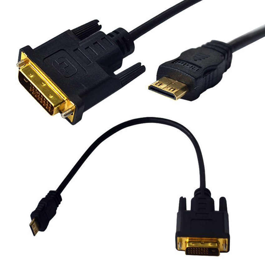 30cm Mini HDMI macho a DVI-D 24 + 1 Cable adaptador macho para HDTV LCD Tablet portátil