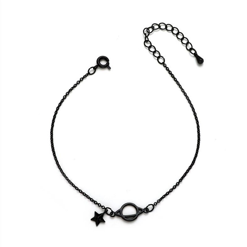 Schwarz Planeten Sterne gotisch Punk Silber Farbe Einstellbar Armbinde Für Frauen Luxus Schmuck Koreanische zierlich