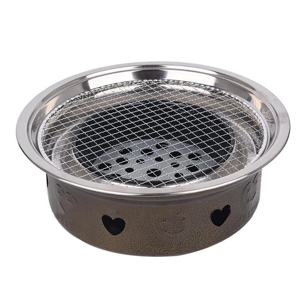 Sartén redonda de acero inoxidable para barbacoa, parrilla de malla asada antiadherente, 1 unidad