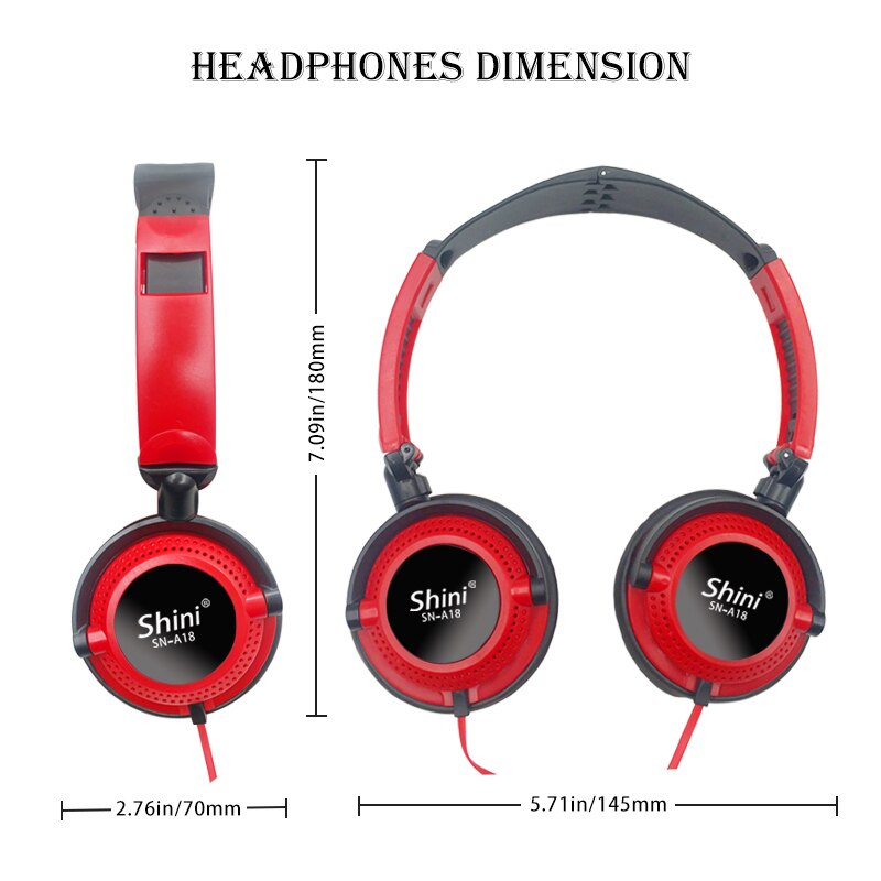 Shini kabelgebundener kopfhörer mit mikrofon, 3.5mm ohrhörer, faltbares gaming-headset, super-bass-stereo-musik-headset für pc und smartphones