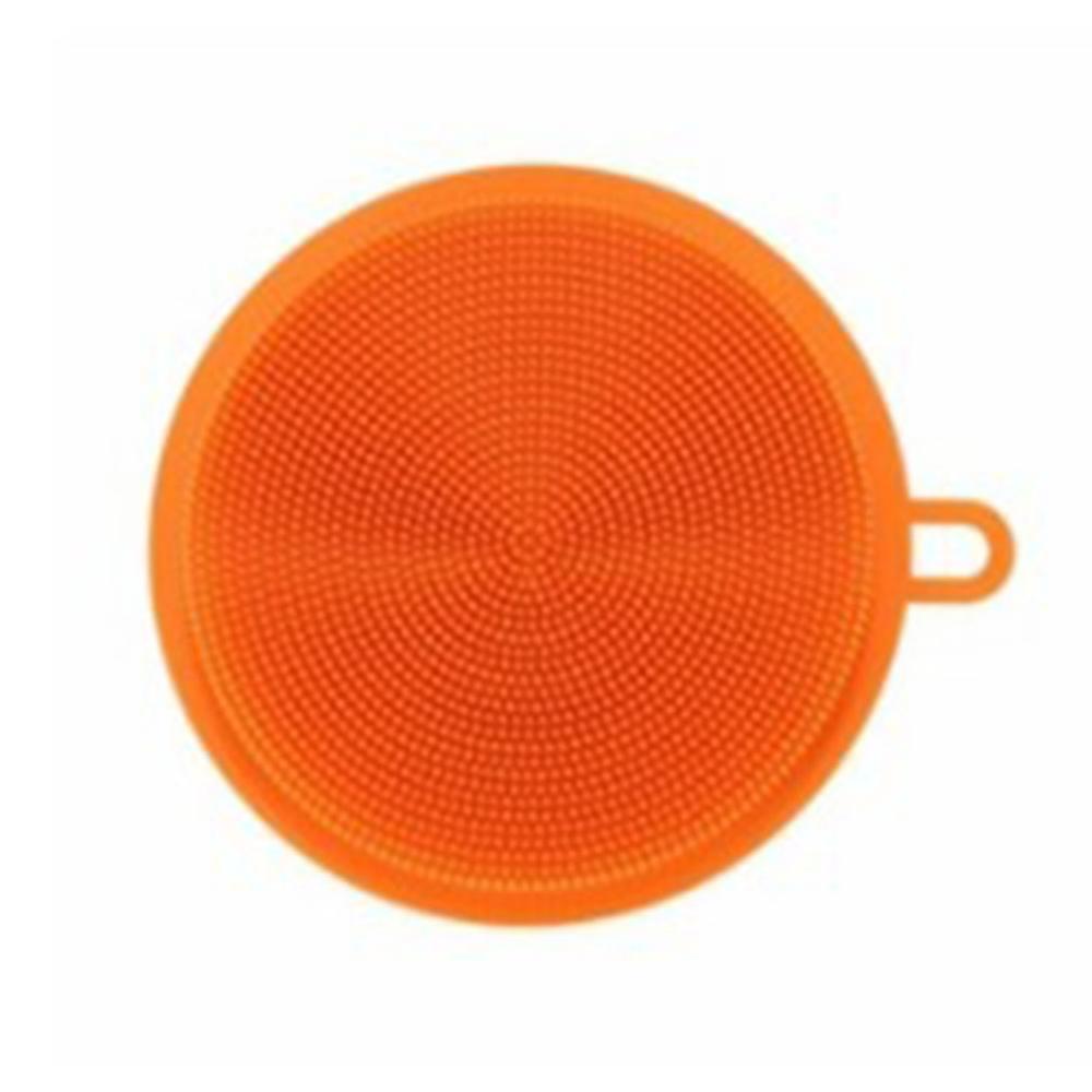 Keukenreinigingsborstel siliconen spons multifunctionele potten pannen servies spons scrubber reinigingsspons schuursponsjes: Oranje