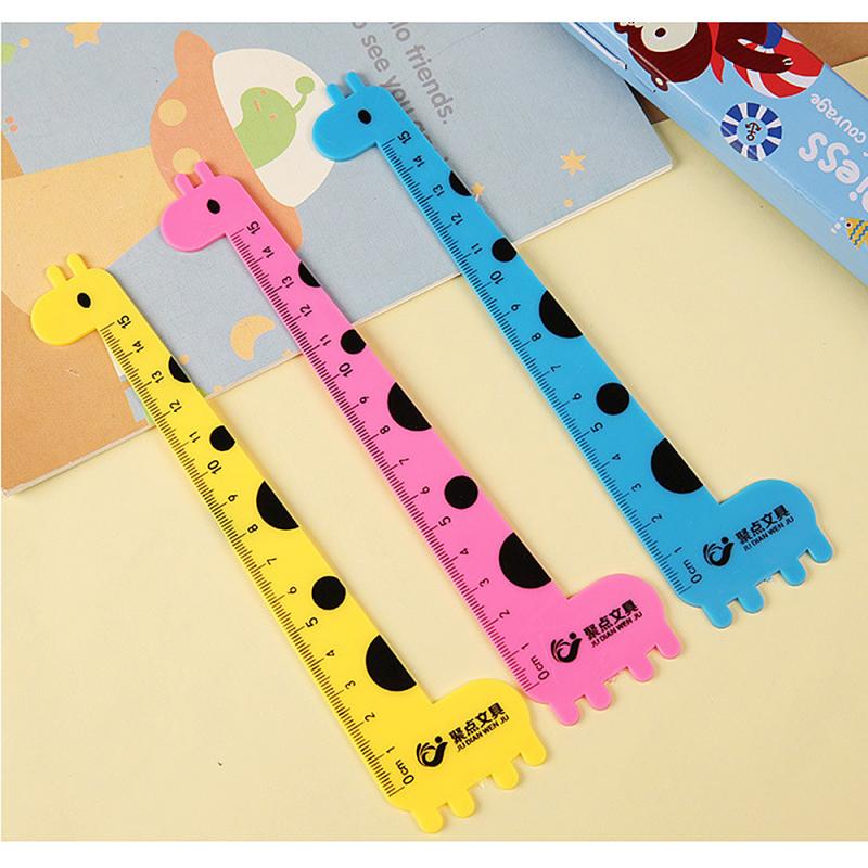 1/2/5Pcs15CM Scale Stationery And Practical Children Three Random Colors And Shapes Cute Animal Deer Style