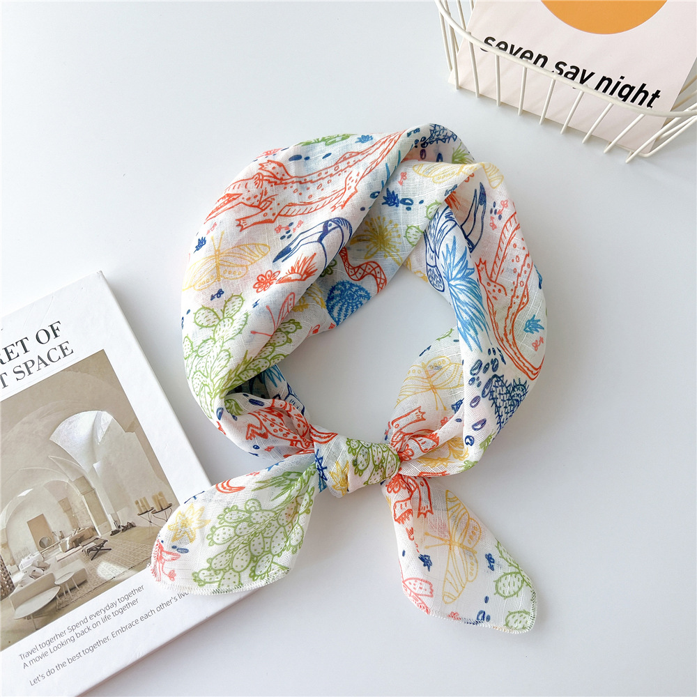 58cm Cotton Beautiful Bandanas Square Scarf Women Girls Headband Accessories Handkerchief Neckerchief Hairscarf Hairscarf